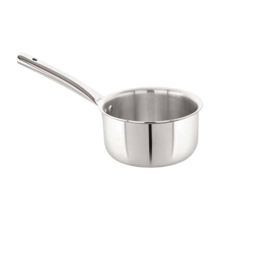 Heavy Duty Induction Stainless Steel Saucepan with ergonomic handle, ideal for all stovetops. Durable cookware for everyday kitchen use.
