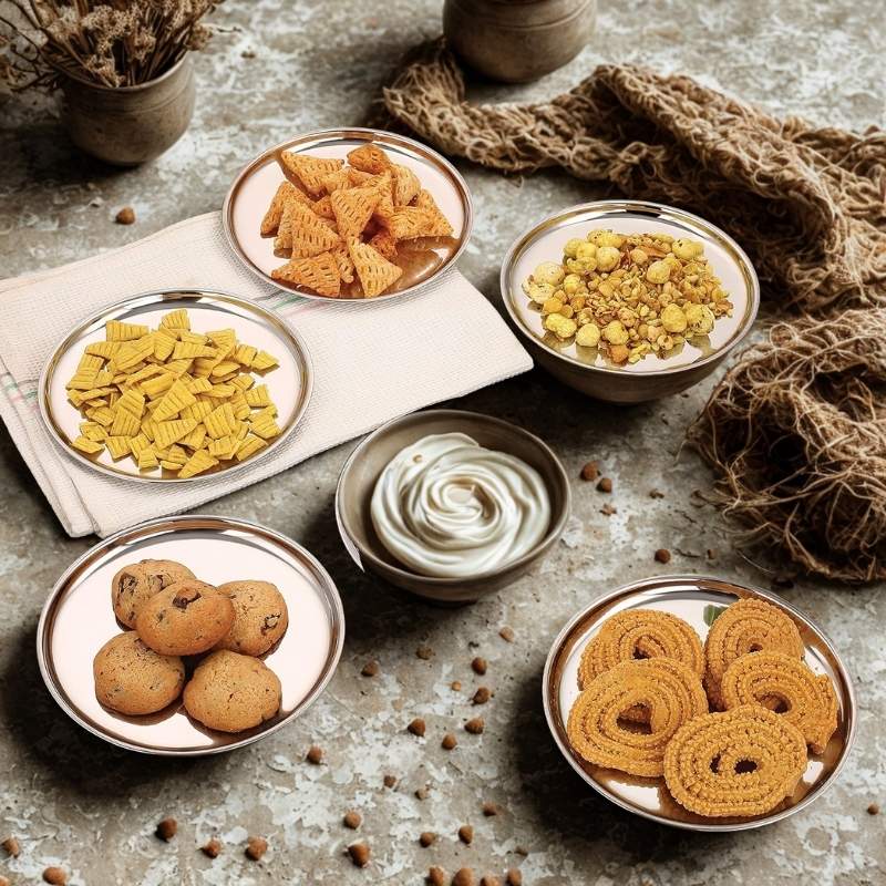 Stainless Steel Snack Plates with Mirror Finish