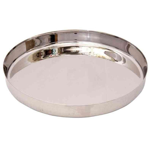 Large Stainless Steel Thali Dinner Plate 35 cm with a polished finish, ideal for serving full meals in traditional or modern kitchens.