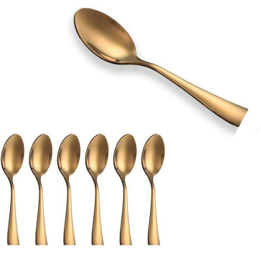 Gold Tea Spoon Set - Gold Tea Spoons | 6 PCs Stainless Steel featuring sleek, modern design with polished gold finish, ideal for elegant tea service.