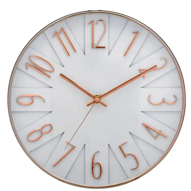 Rose Gold Wall Clock 11.5" with modern 3D numbers and sleek white face, ideal for stylish home decor in Sri Lanka.