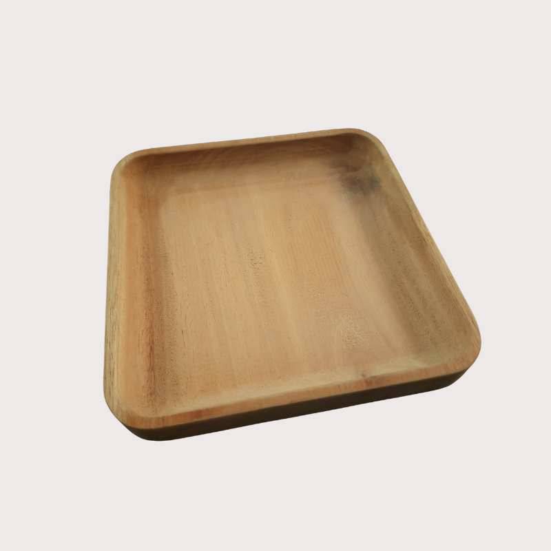Large square wooden serving tray crafted from mahogany, suitable for serving or as a decorative plant tray.