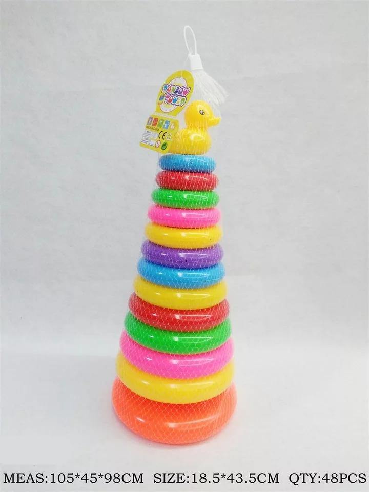 Baby Toys Colorful Throw the Circle Baby Colorful 13 Tower Rings - Bamagate