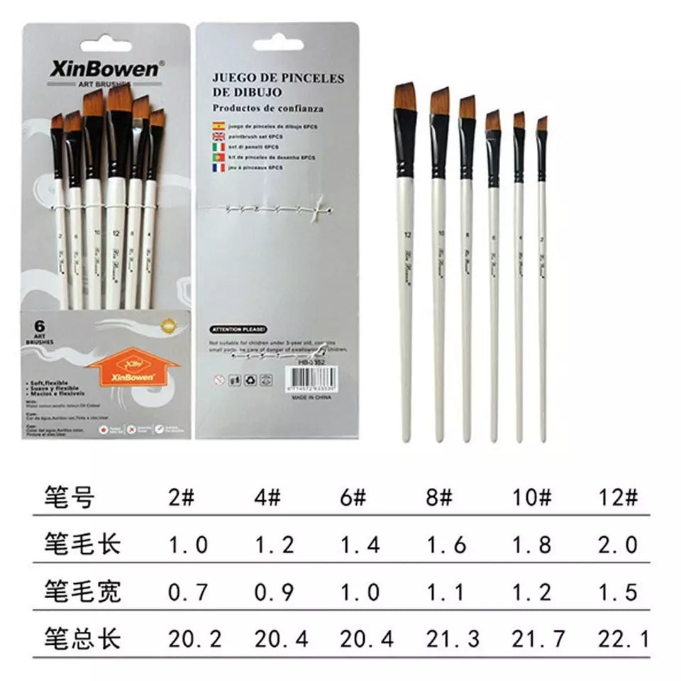 Artists Brush Double Colour Flat 6 PCS