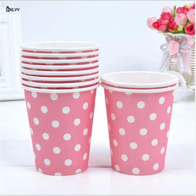 Disposable White and Pink Paper Cups Party Supply - Bamagate