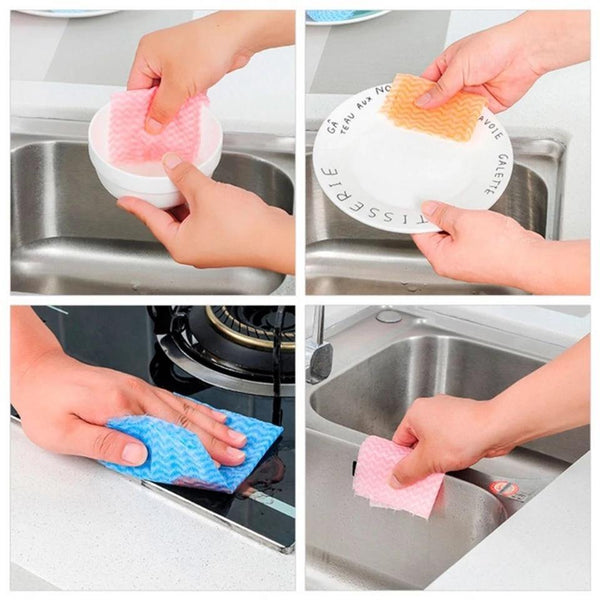 10 Pcs/Sheet Non-woven Kitchen Cleaning Cloth Disposable Eco-friendly Rags Wiping - Bamagate