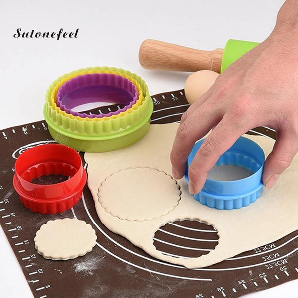 5 PCS Plastic Cookies Cutter Biscuit Mold Round - Bamagate