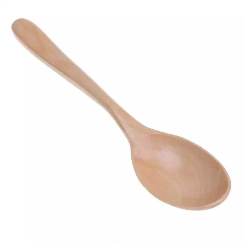 Smooth bamboo wooden spoon with ergonomic handle, perfect for stirring and safe for nonstick pots and pans.