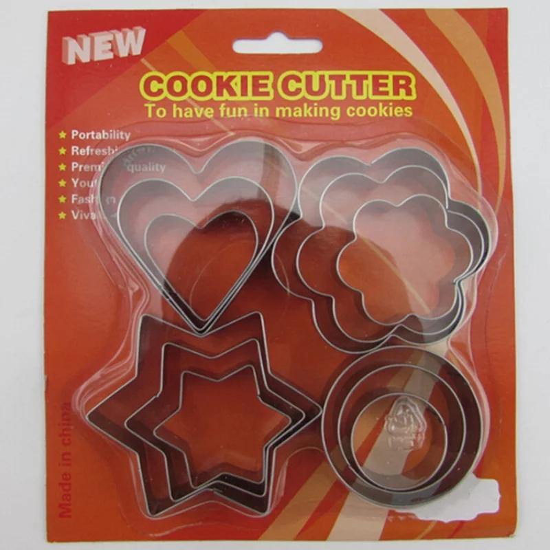 Cookies Cutters Stainless Steel Biscuit Chocolate Candy Cake Tools 12 Pcs Set - Bamagate