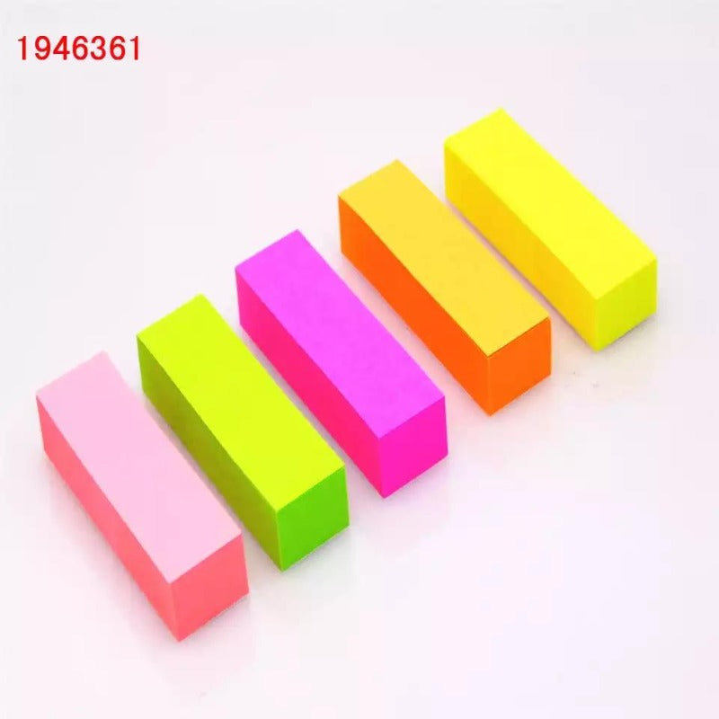Sticky Note 5-Colour set in 1 x 3 inch size featuring neon pink, green, orange, yellow, and purple for school or office use.