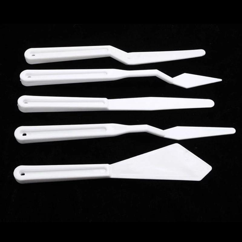5Pcs/Set Portable Plastic Spatula Kit Palette Knife for Painting - Bamagate