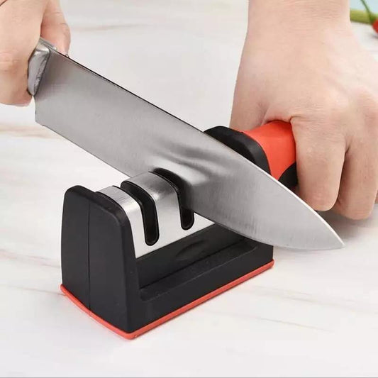 Knife Sharpener Tungsten Steel tool sharpening a chef's knife with ergonomic grip. Knife Sharpener Sharpening Stone | Price in Sri Lanka.