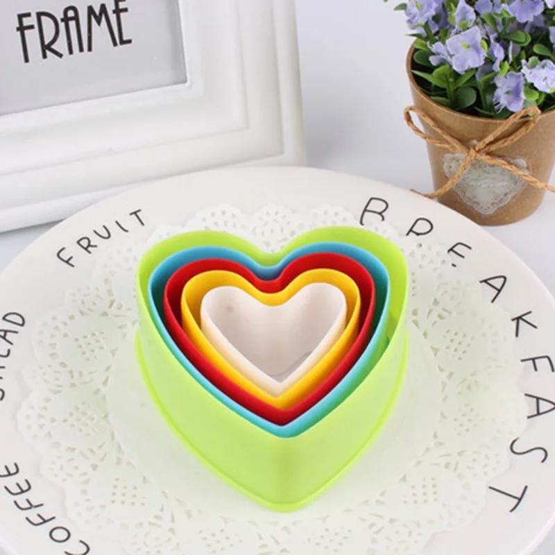 5 PCS Plastic Cookies Cutter Biscuit Mold Heart - Bamagate