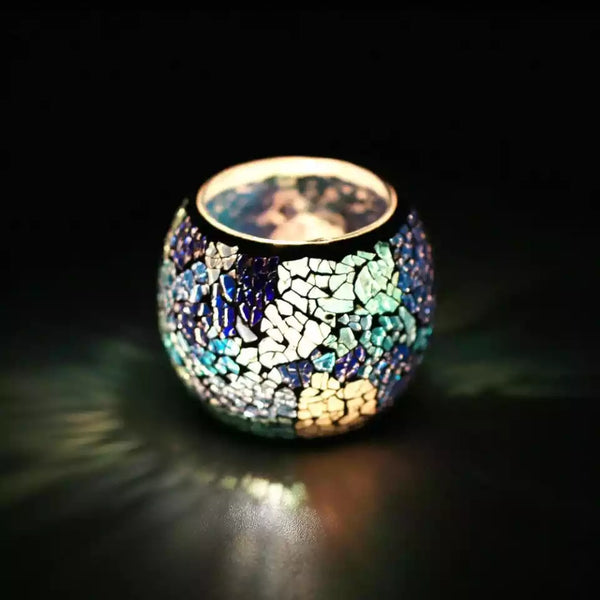 Vintage Mosaic Glass Candle Holder Tea Light