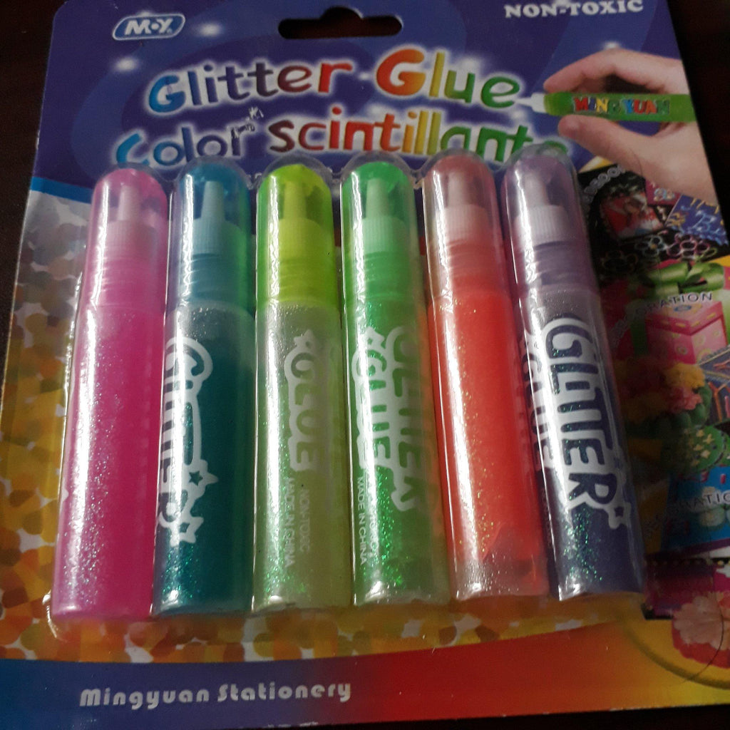 6 PCs Glitter Glue Colour Pen Crafting Work - Bamagate