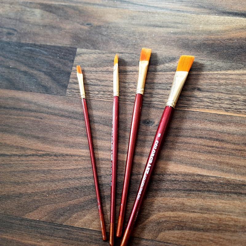 4 pcs Flat Pointed Tip Nylon Hair Acrylic Artists Paint Brush Set - Bamagate