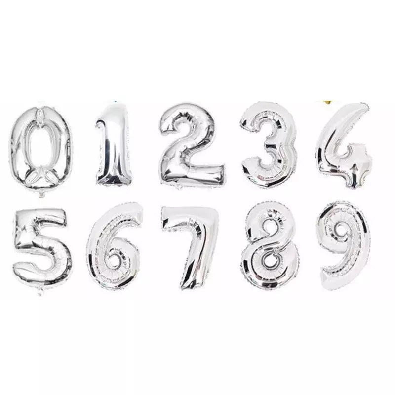 Silver Number Foil Balloon 02