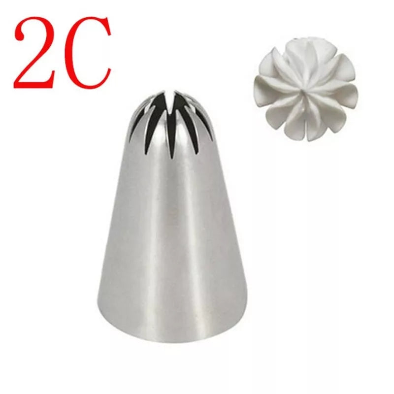 #2C Nozzle for Icing with star tip design for cake decorating, perfect for cupcakes and cookies. Stainless steel icing nozzle from Bamagate.com.