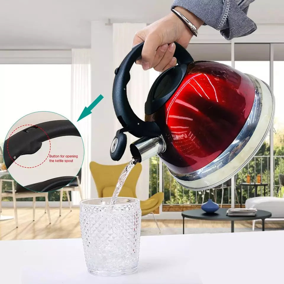 Whistling Water Kettle Stainless Steel  3.5 L Red