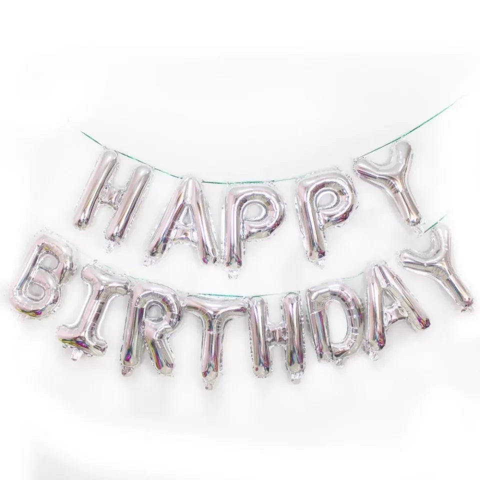 Happy Birthday Foil Banner Silver