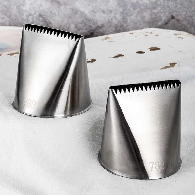 Set of two Extra Large Wave Pattern Icing Nozzles #789, perfect for cake decorating with wide textured piping in baking and pastry projects.