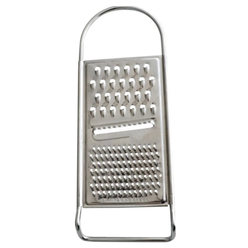 Durable Stainless Steel Flat Vegetable Grater featuring coarse and fine blades, perfect for carrots and other vegetables at Bamagate.com
