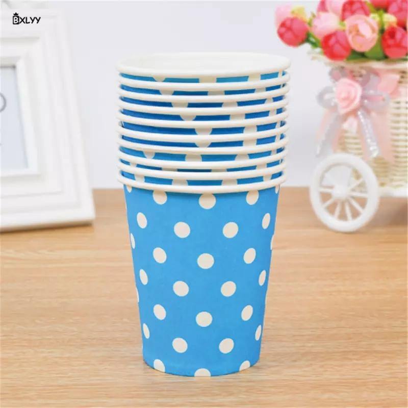 Disposable White and Blue Paper Cups Party Supply - Bamagate