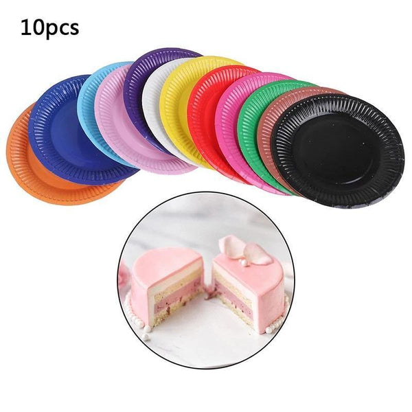 10 PCs Disposable Multi Coloured Paper Plate Party Supply - Bamagate