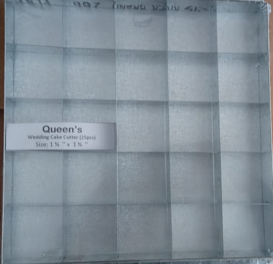 Queen’s Wedding Cake Cutter 24 PCS with 1.5 x 1.5 inch square grid, ideal for slicing uniform cake pieces. Buy online at Bamagate.com.