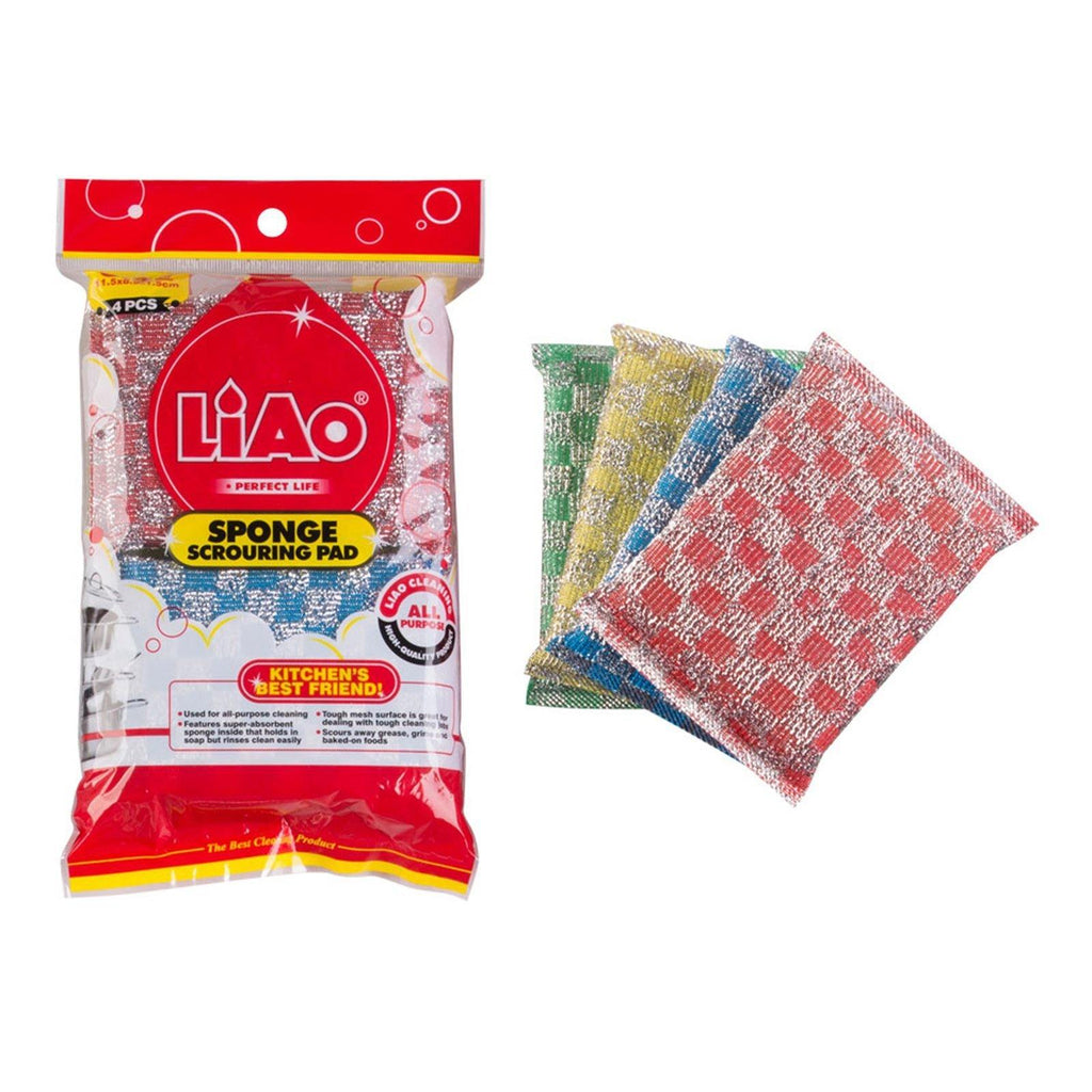 LIAO Sponge Scouring Pad Pack of 4 - Bamagate