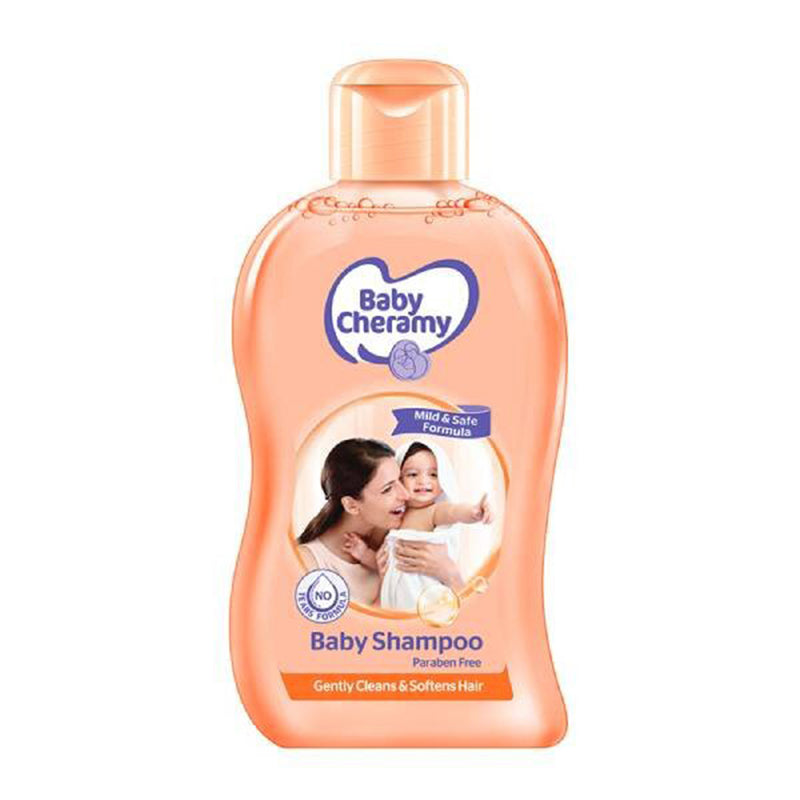 Baby Cheramy Shampoo Regular 200 ml bottle with mild and safe formula, ideal for gently cleaning and softening baby hair. Available at Bamagate.com.