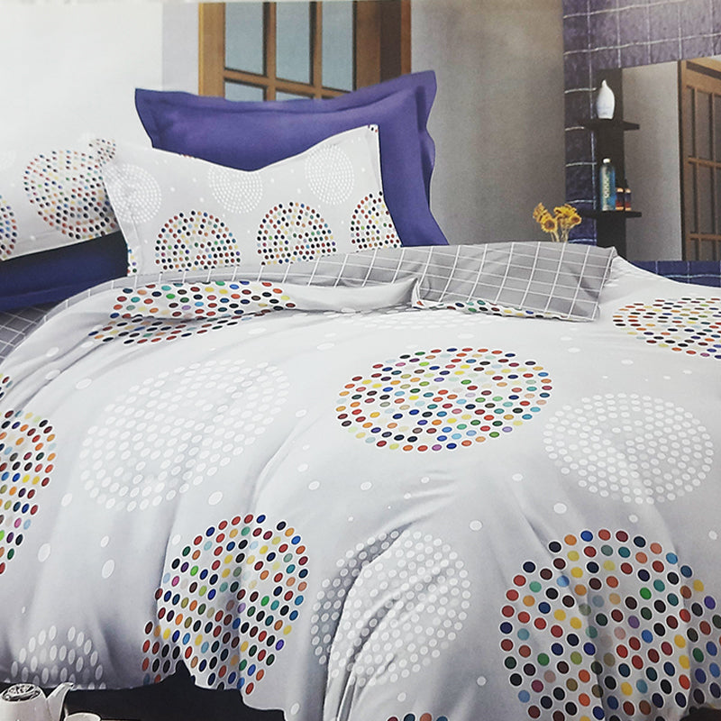 Printed Grey Multi Colour Bed Sheet