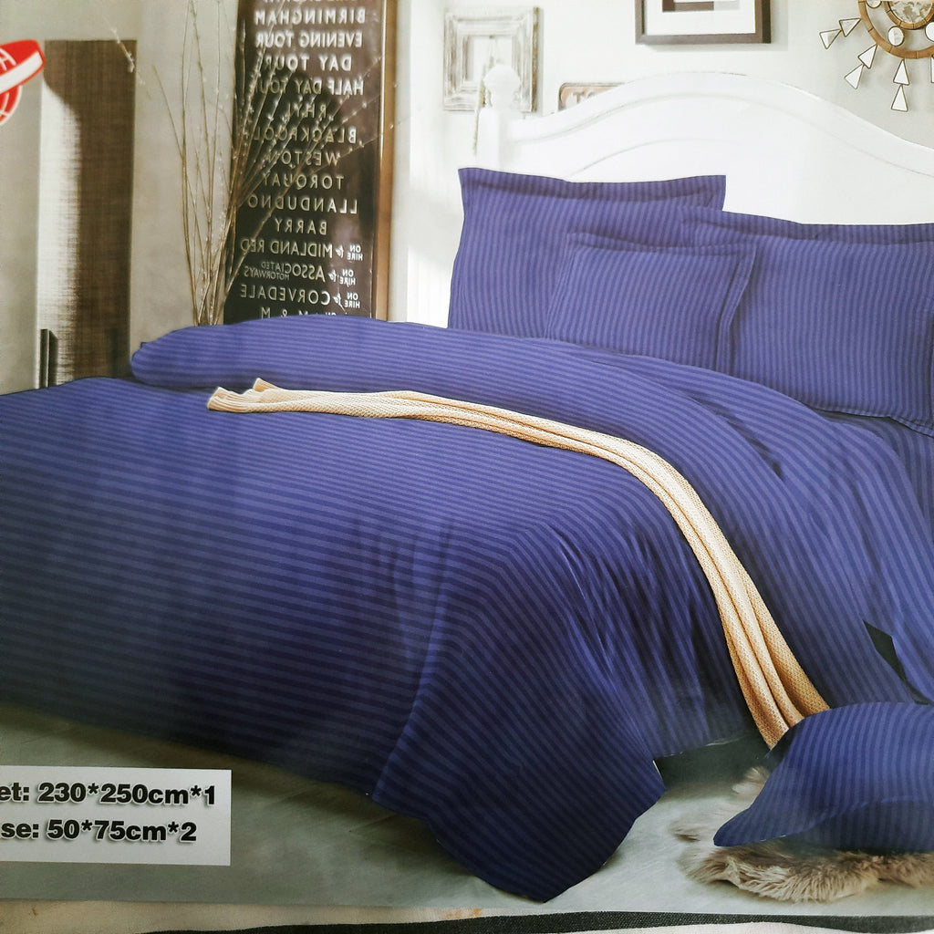 Bed Sheet Navy Blue 2 Pillow Covers 90 x 90