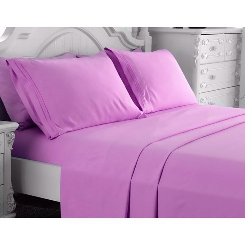 Buy Cotton Bed Sheet Price in Sri Lanka | Bamagate.com pink king size bed sheet with two matching pillow covers on white bed. Soft 100% cotton bedding for home use.