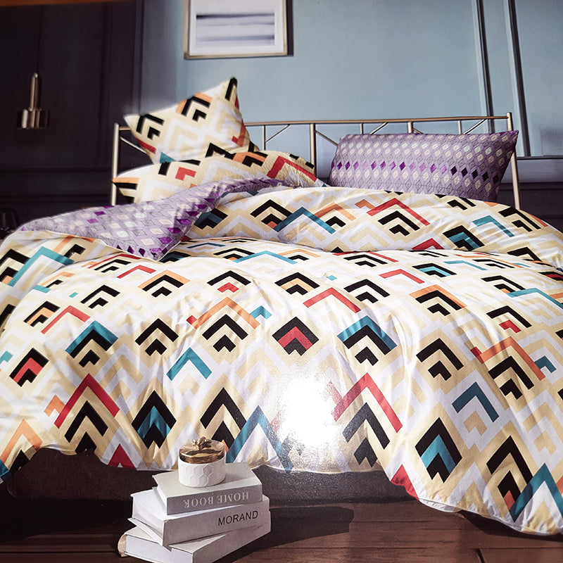 Bed Sheet Printed Mix Check Beige