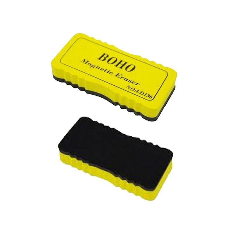 Yellow BOHO Magnetic Whiteboard Eraser with black felt base, perfect for blackboard and whiteboard cleaning. Shop now at Bamagate.com