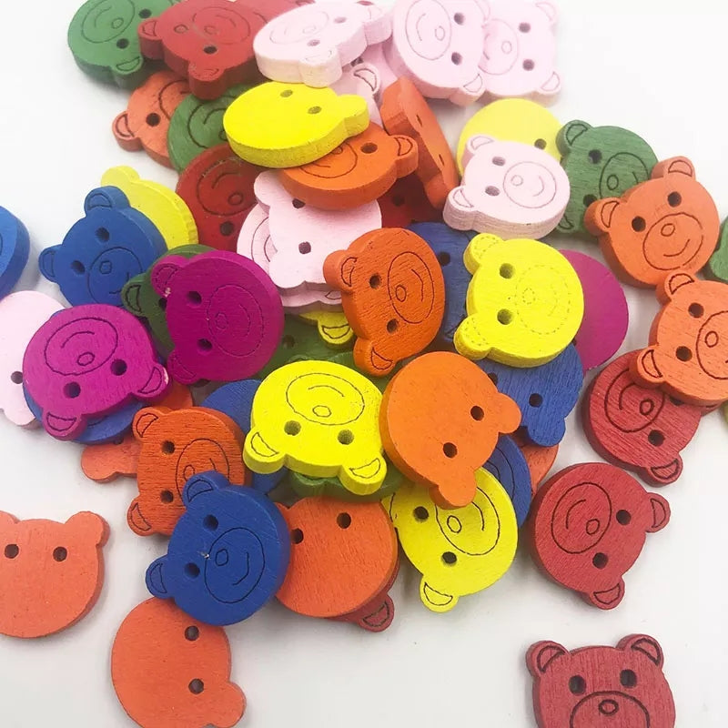 Bunny Wooden Craft Buttons 20 PCs