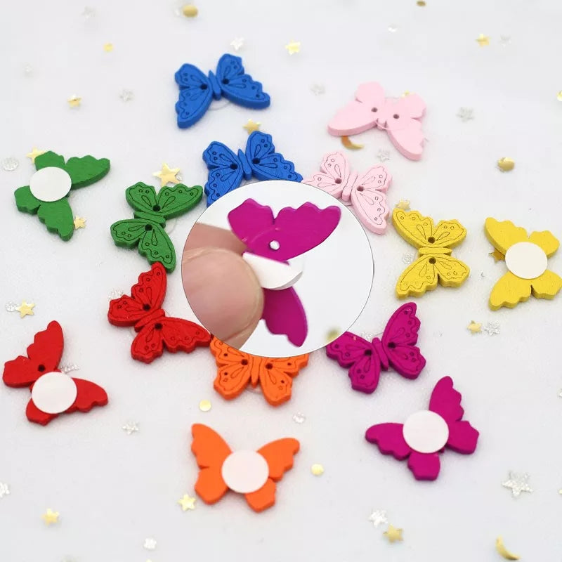 butterfly shape wooden button crafting
