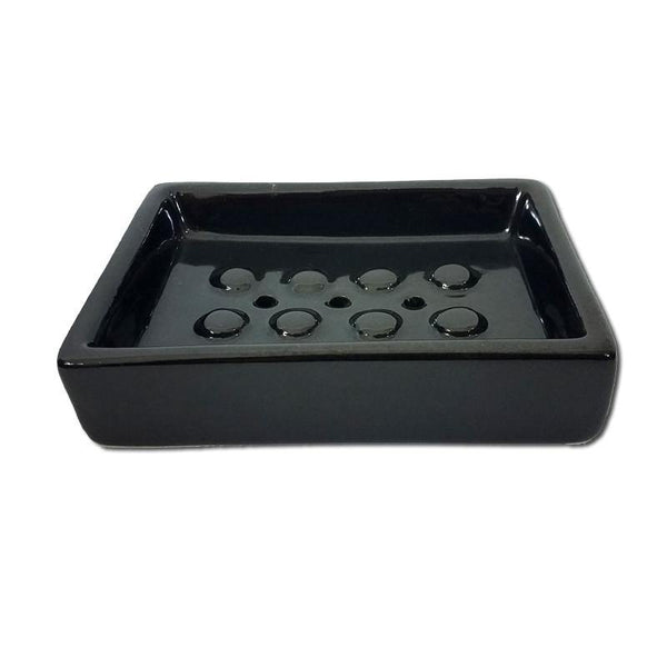Ceramic Bathroom Soap Tray Dish Square Black - Bamagate
