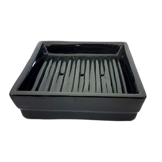 Ceramic Bathroom Soap Tray Dish Square Black - Bamagate
