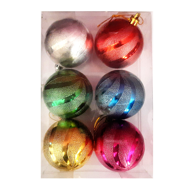 Assorted Colour Christmas Balls 6 PCS