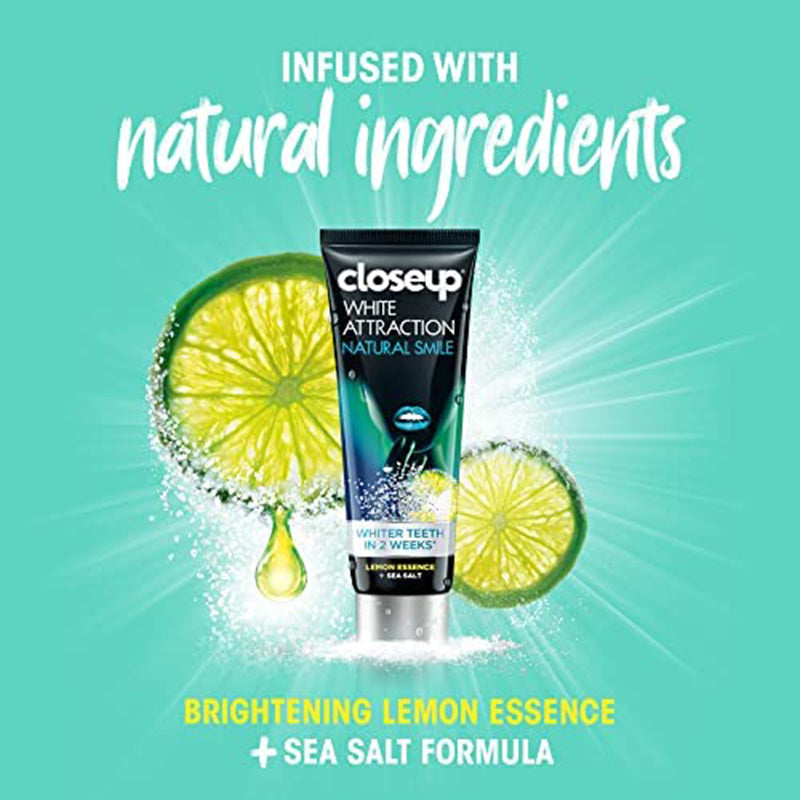 closeup toothpaste lemon essence sea salt