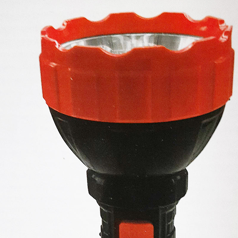 Close-up view of Crescent Rechargeable Flashlight Torch 5W with red and black design, perfect for home improvement and lighting needs in Sri Lanka.