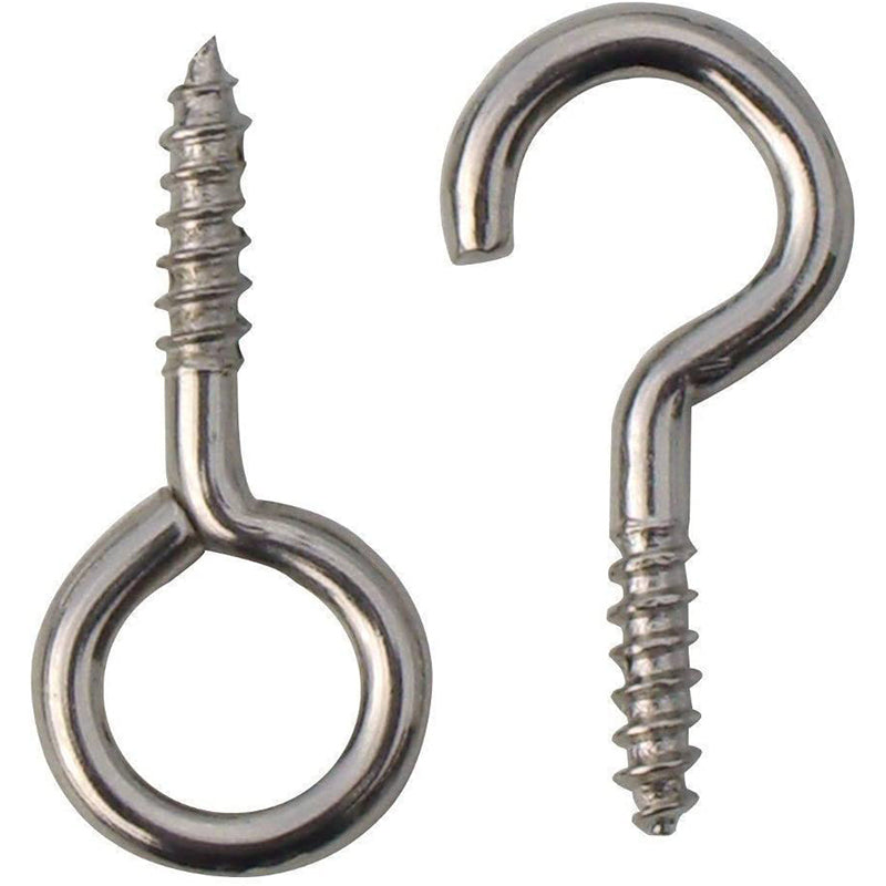Curtain Hook 10 PCS Set featuring metal hook and eye screws for wood or masonry use, available at Bamagate.com in Sri Lanka.