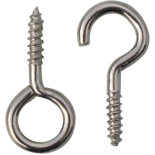 Curtain Hook 10 PCS Set featuring metal hook and eye screws for wood or masonry use, available at Bamagate.com in Sri Lanka.