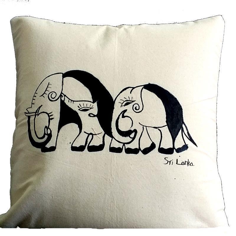 Decorative Hand Painted Black & White Cushion Cover