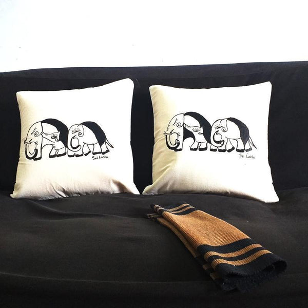 Decorative Hand Painted Black & White Cushion Cover