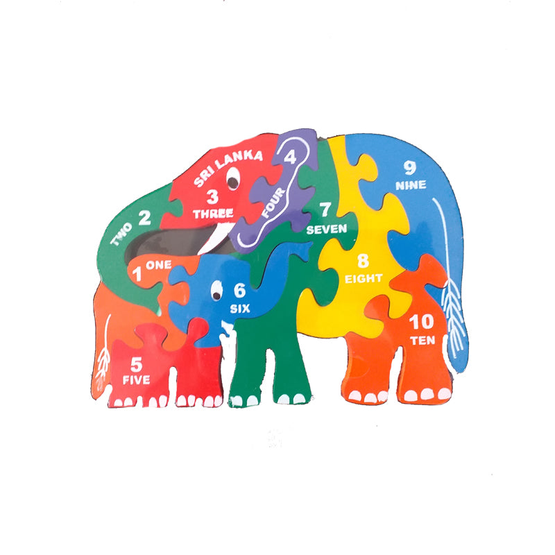 Wooden Elephant Number Puzzle