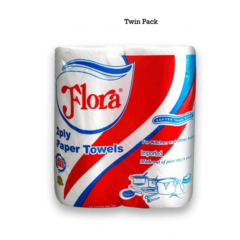 Flora 2-Ply Household Kitchen Roll Paper Towels - Twin Pack - Bamagate