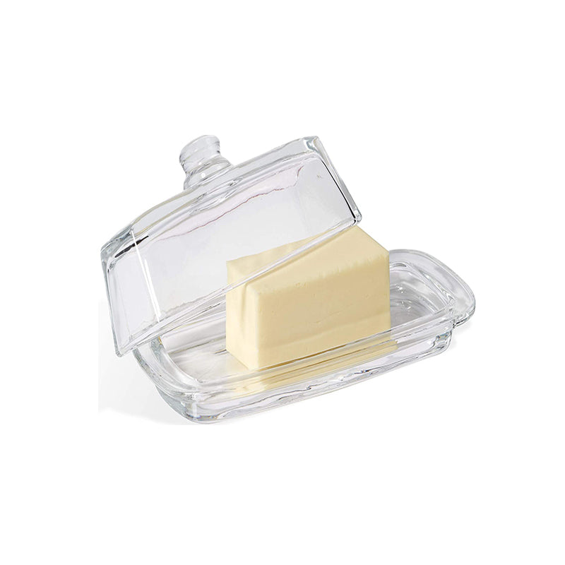 Glass Butter Dish - Sealed Butter Dish holding a stick of butter, showcasing easy-clean design for everyday kitchen use.